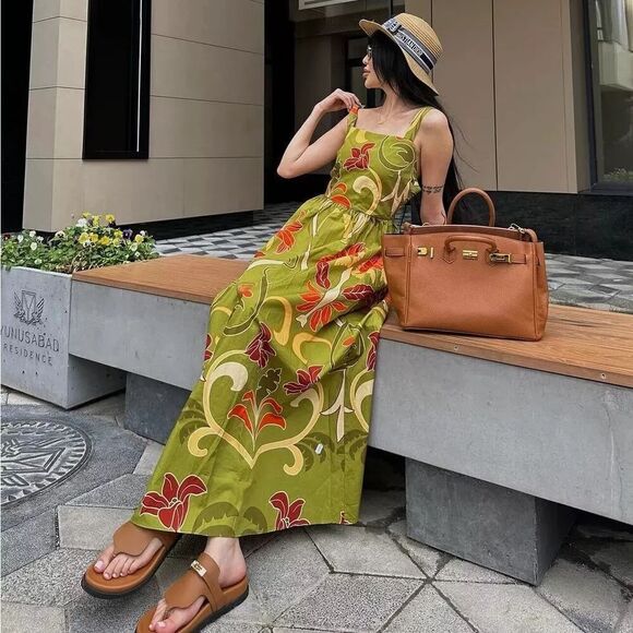 Zara Cotton Printed Midi Dress New - Picture 2 of 16